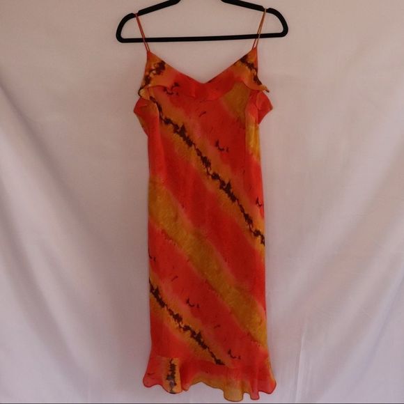 Orange y2k vintage orange silk dress size 11/12 - Picture 4 of 9